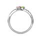 6 - Nicia Peridot and Pink Tourmaline with Side Diamonds Bypass Ring 