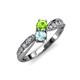 1 - Nicia Peridot and Aquamarine with Side Diamonds Bypass Ring 