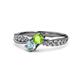 4 - Nicia Peridot and Aquamarine with Side Diamonds Bypass Ring 