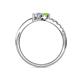 6 - Nicia Peridot and Aquamarine with Side Diamonds Bypass Ring 