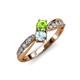 1 - Nicia Peridot and Aquamarine with Side Diamonds Bypass Ring 