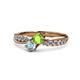 4 - Nicia Peridot and Aquamarine with Side Diamonds Bypass Ring 