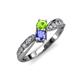 1 - Nicia Peridot and Tanzanite with Side Diamonds Bypass Ring 