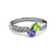 3 - Nicia Peridot and Tanzanite with Side Diamonds Bypass Ring 