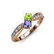 1 - Nicia Peridot and Tanzanite with Side Diamonds Bypass Ring 