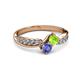 3 - Nicia Peridot and Tanzanite with Side Diamonds Bypass Ring 