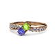 4 - Nicia Peridot and Tanzanite with Side Diamonds Bypass Ring 