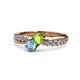 4 - Nicia Peridot and Blue Topaz with Side Diamonds Bypass Ring 