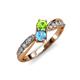 8 - Nicia Peridot and Blue Topaz with Side Diamonds Bypass Ring 