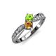 1 - Nicia Peridot and Citrine with Side Diamonds Bypass Ring 