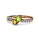 4 - Nicia Peridot and Citrine with Side Diamonds Bypass Ring 
