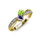 1 - Nicia Peridot and Iolite with Side Diamonds Bypass Ring 