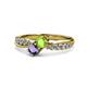 4 - Nicia Peridot and Iolite with Side Diamonds Bypass Ring 