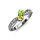 1 - Nicia Peridot and Yellow Sapphire with Side Diamonds Bypass Ring 