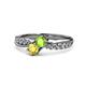 4 - Nicia Peridot and Yellow Sapphire with Side Diamonds Bypass Ring 