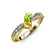 1 - Nicia Peridot and Yellow Sapphire with Side Diamonds Bypass Ring 