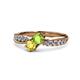 4 - Nicia Peridot and Yellow Sapphire with Side Diamonds Bypass Ring 