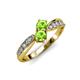 1 - Nicia Peridot with Side Diamonds Bypass Ring 