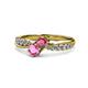 4 - Nicia Rhodolite Garnet and Pink Sapphire with Side Diamonds Bypass Ring 