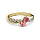 3 - Nicia Rhodolite Garnet and Pink Tourmaline with Side Diamonds Bypass Ring 
