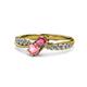 4 - Nicia Rhodolite Garnet and Pink Tourmaline with Side Diamonds Bypass Ring 