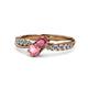 4 - Nicia Rhodolite Garnet and Pink Tourmaline with Side Diamonds Bypass Ring 