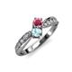 1 - Nicia Rhodolite Garnet and Aquamarine with Side Diamonds Bypass Ring 