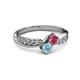 3 - Nicia Rhodolite Garnet and Aquamarine with Side Diamonds Bypass Ring 