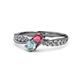 4 - Nicia Rhodolite Garnet and Aquamarine with Side Diamonds Bypass Ring 