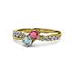 4 - Nicia Rhodolite Garnet and Aquamarine with Side Diamonds Bypass Ring 