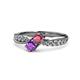 4 - Nicia Rhodolite Garnet and Amethyst with Side Diamonds Bypass Ring 