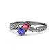 4 - Nicia Rhodolite Garnet and Tanzanite with Side Diamonds Bypass Ring 