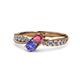4 - Nicia Rhodolite Garnet and Tanzanite with Side Diamonds Bypass Ring 