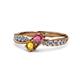 4 - Nicia Rhodolite Garnet and Citrine with Side Diamonds Bypass Ring 