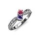 1 - Nicia Rhodolite Garnet and Iolite with Side Diamonds Bypass Ring 