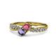 4 - Nicia Rhodolite Garnet and Iolite with Side Diamonds Bypass Ring 