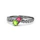 4 - Nicia Rhodolite Garnet and Peridot with Side Diamonds Bypass Ring 