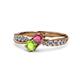 4 - Nicia Rhodolite Garnet and Peridot with Side Diamonds Bypass Ring 