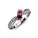 1 - Nicia Rhodolite and Red Garnet with Side Diamonds Bypass Ring 