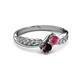 3 - Nicia Rhodolite and Red Garnet with Side Diamonds Bypass Ring 