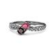 4 - Nicia Rhodolite and Red Garnet with Side Diamonds Bypass Ring 