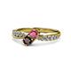4 - Nicia Rhodolite and Red Garnet with Side Diamonds Bypass Ring 