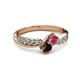 3 - Nicia Rhodolite and Red Garnet with Side Diamonds Bypass Ring 