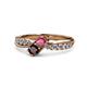 4 - Nicia Rhodolite and Red Garnet with Side Diamonds Bypass Ring 