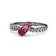4 - Nicia Rhodolite Garnet and Ruby with Side Diamonds Bypass Ring 