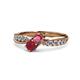 4 - Nicia Rhodolite Garnet and Ruby with Side Diamonds Bypass Ring 