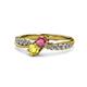 4 - Nicia Rhodolite Garnet and Yellow Sapphire with Side Diamonds Bypass Ring 