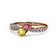 4 - Nicia Rhodolite Garnet and Yellow Sapphire with Side Diamonds Bypass Ring 