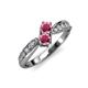 1 - Nicia Rhodolite Garnet with Side Diamonds Bypass Ring 