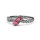 4 - Nicia Rhodolite Garnet with Side Diamonds Bypass Ring 